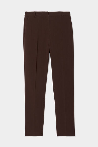 Pantalon city droit à pinces marron foncé femme