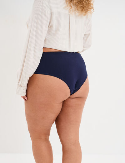 Shorty coton majoritaire avec dentelle bleu marine femme grande taille