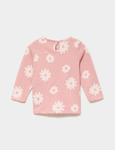 T-shirt manches longues coton rose b&eacute;b&eacute; fille