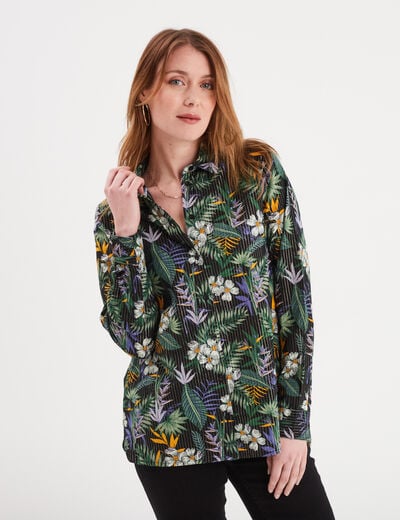 Chemise manches longues noir femme