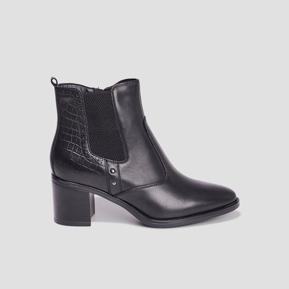 bottines a talons avec clous en cuir noir femme Bottines à talons avec clous en cuir noir femme