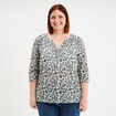 T-shirt col tunisien manches 3/4 ecru femme grande taille