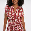 Robe midi crépon col tunisien terracotta femme
