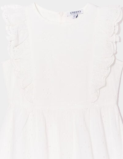 Robe broderie anglaise évasée blanc fille