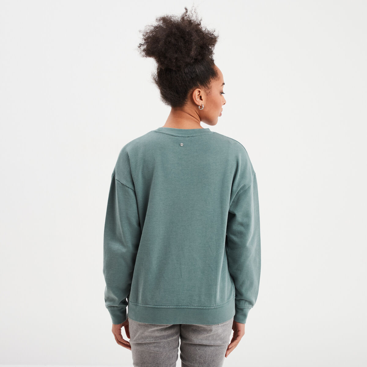 Sweat col rond coton majoritaire vert fonc&eacute; femme