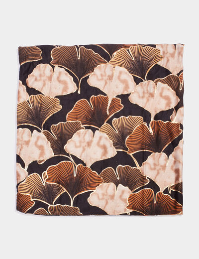 Foulard bords à franges fines noir femme