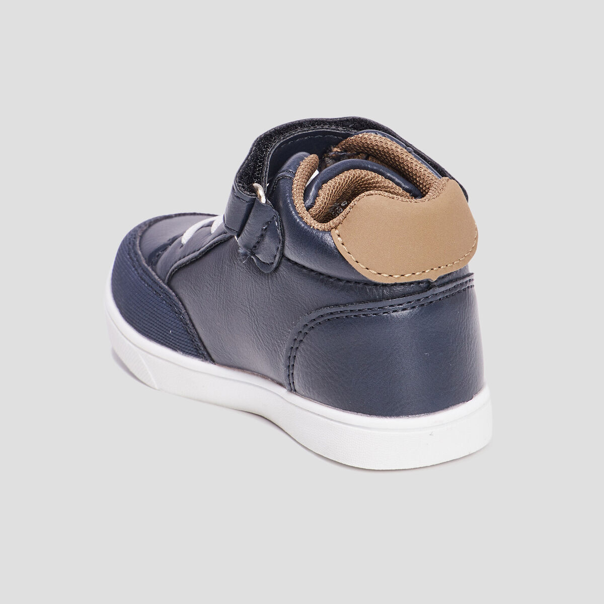 Baskets montantes à scratchs Kicone bleu marine bébé fille