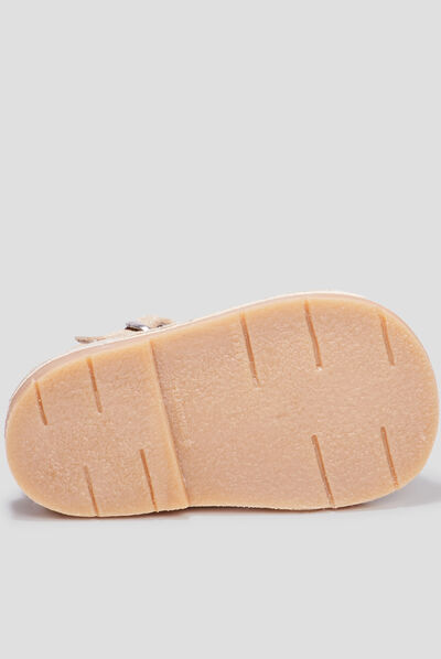 Salomés en cuir rose champagne bébé fille