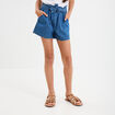 Short en jean avec ceinture noeud taille denim stone fille