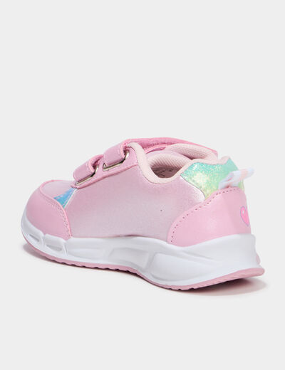 Baskets running semelles lumineuses rose fille