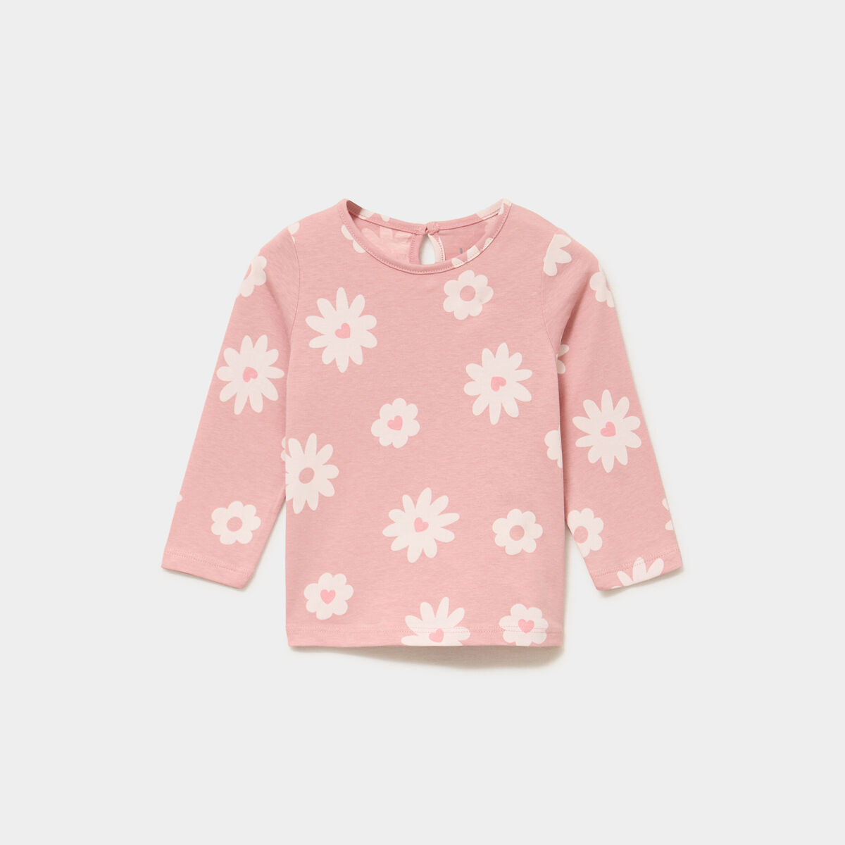 T-shirt manches longues coton rose b&eacute;b&eacute; fille
