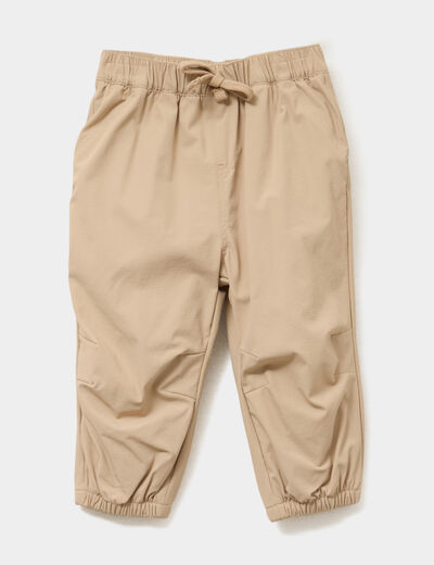 Pantalon droit doublé taille élastiquée marron clair bébé garçon