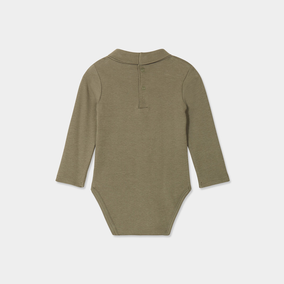 Body col roul&eacute; manches longues coton vert kaki b&eacute;b&eacute; gar&ccedil;on