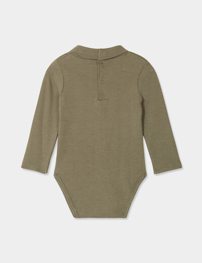 Body col roulé manches longues coton vert kaki bébé garçon
