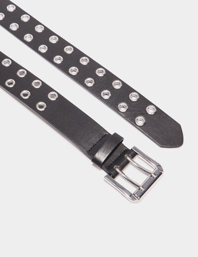 Ceinture avec oeillets gris argent femme