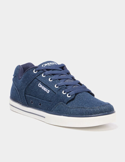 Tennis basses en toile &agrave; lacets bleu marine homme