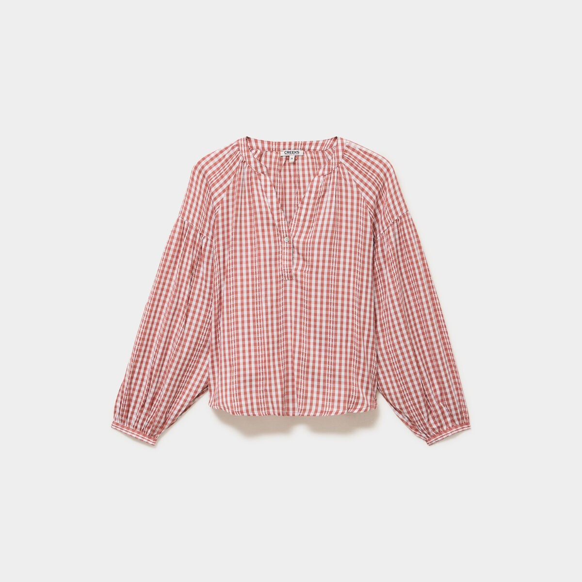 Blouse oversize col tunisien coton terracotta femme
