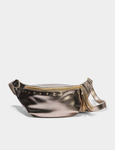 Sac en bandouli&egrave;re couleur or femme