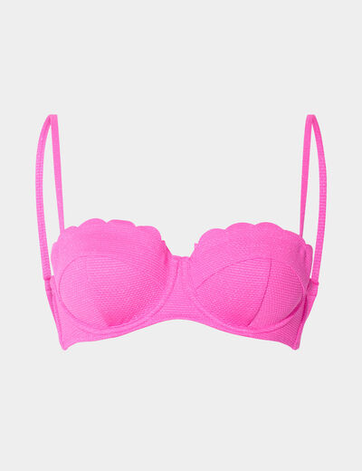 Haut de maillot de bain bandeau rose fushia femme