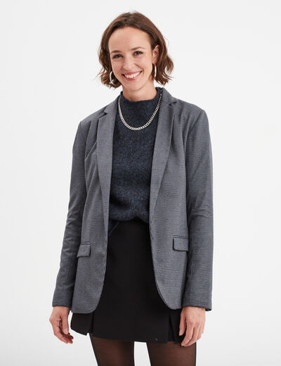 Blazer coupe droite manches longues gris foncé femme
