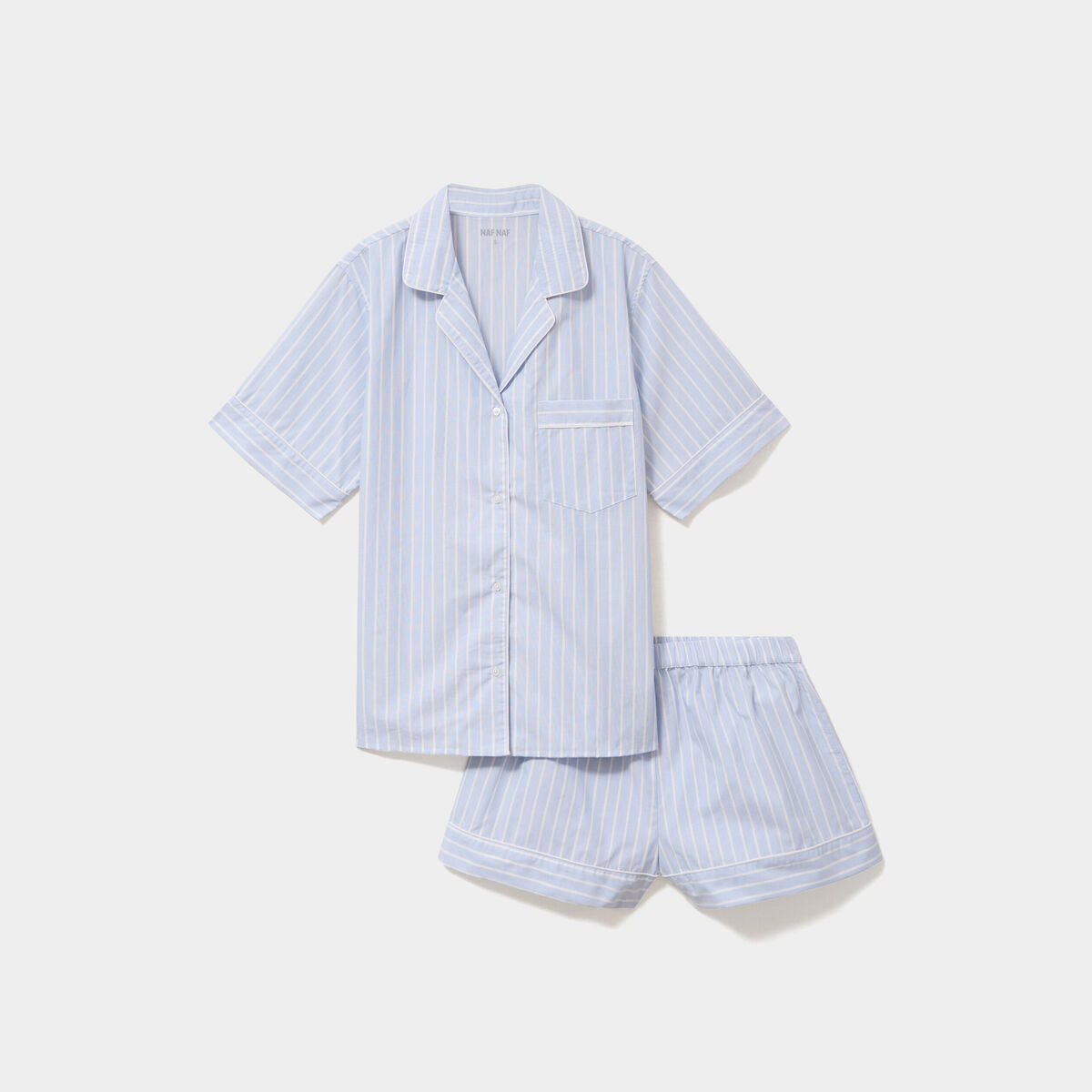Ensemble pyjama chemise et short ecru femme
