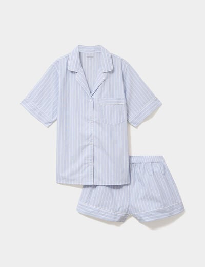Ensemble pyjama chemise et short ecru femme