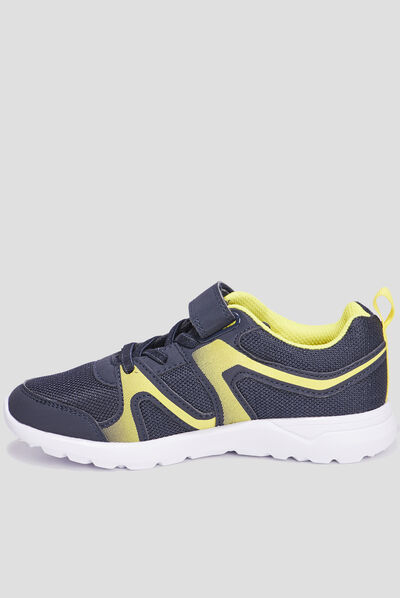 Baskets running à scratchs Rexited bleu marine garçon