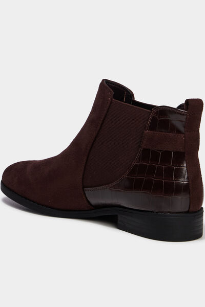 Boots &agrave; talons et boucles marron fonc&eacute; femme