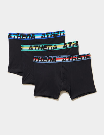 Lot 3 boxers coton stretch Athena noir homme