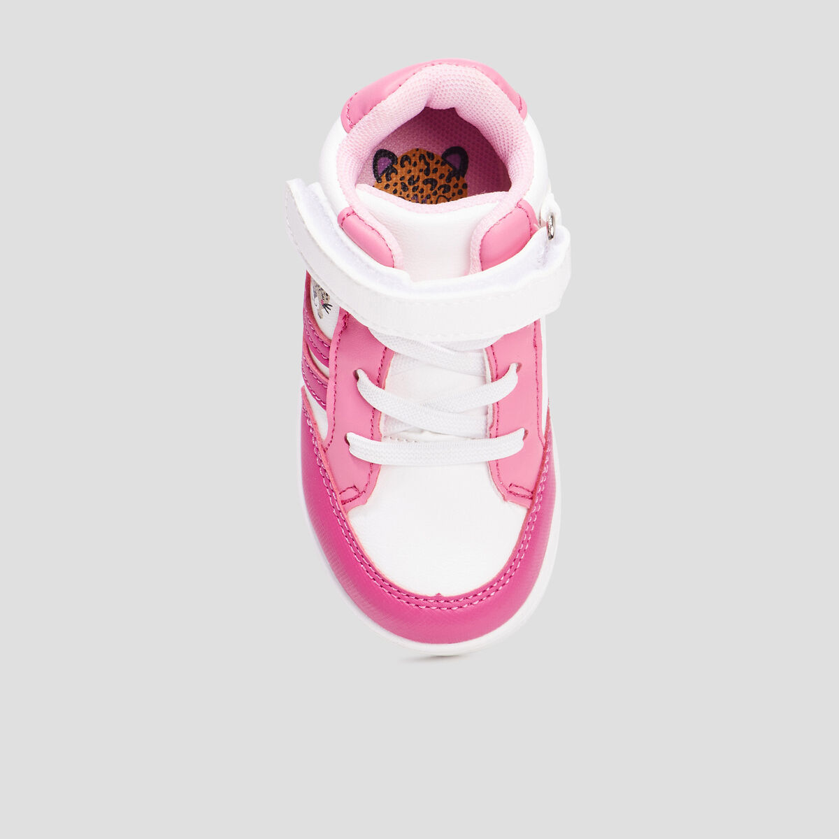 Baskets montantes à scratchs Kicone rose bébé fille