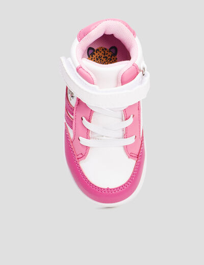Baskets montantes à scratchs Kicone rose bébé fille