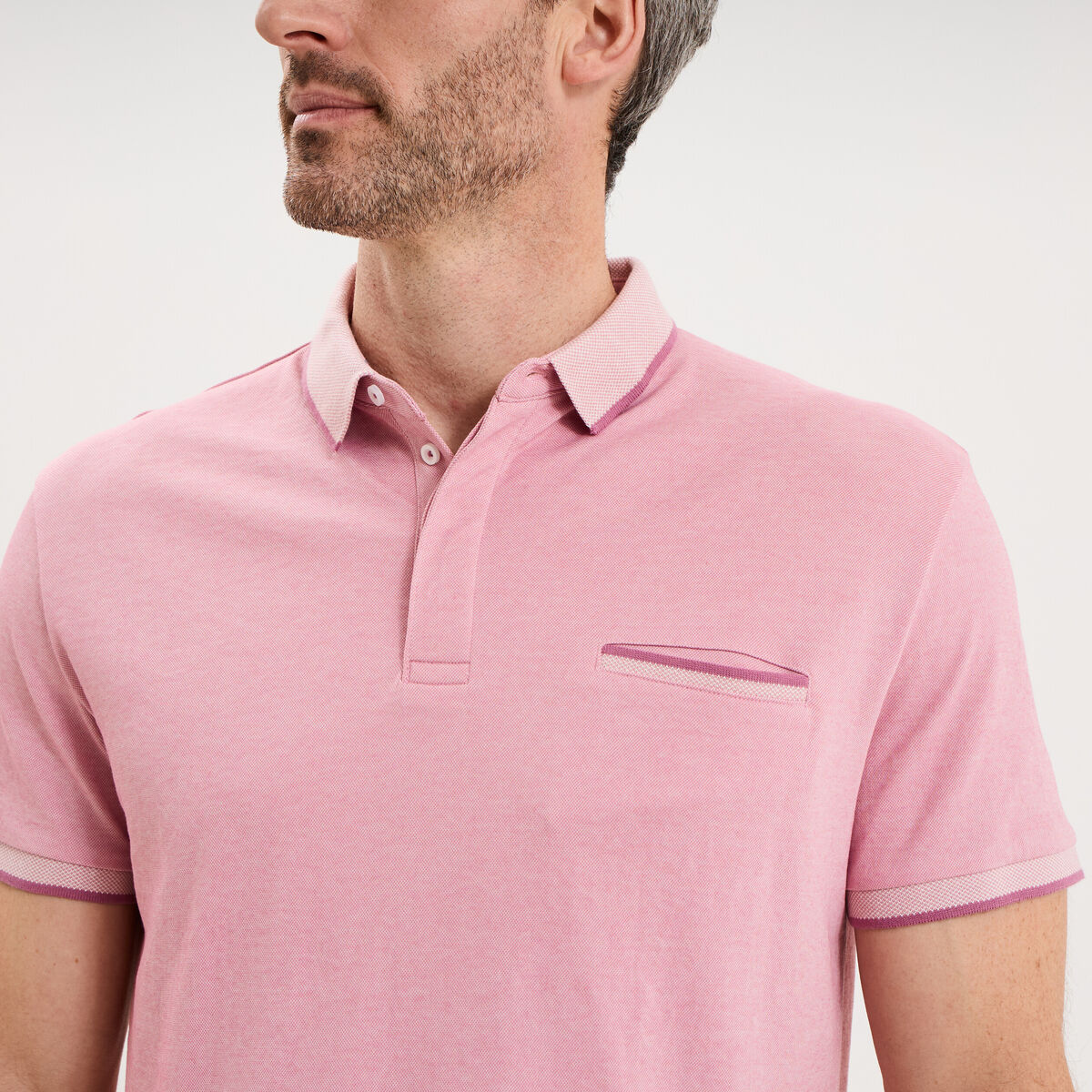 Polo manches courtes coupe droite rose clair homme