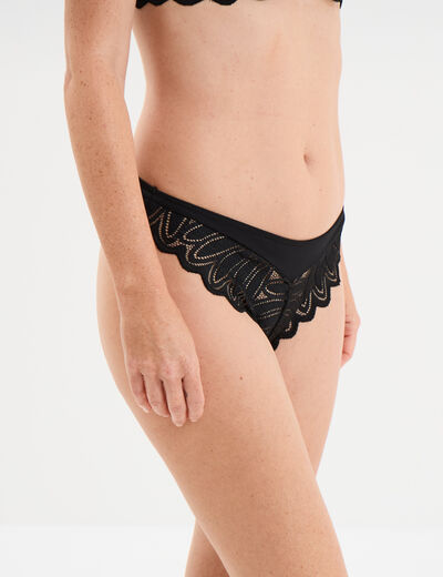 Tanga avec dentelle noir femme