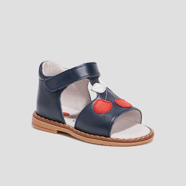 sandales en cuir bleu marine bebef Sandales en cuir bleu marine bébé fille