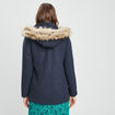 Manteau ample à capuche bleu marine femme