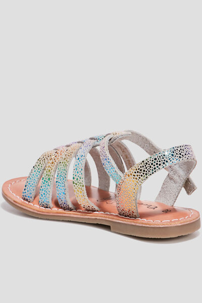 Sandales en cuir multicolore fille