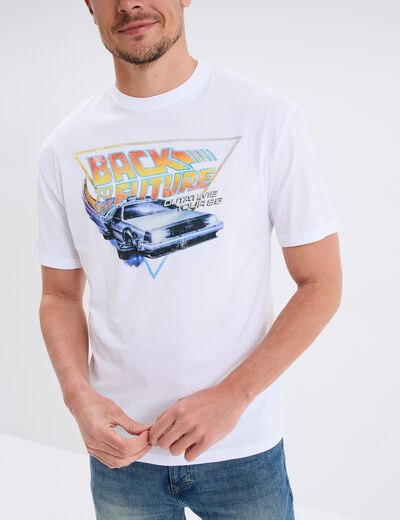 T-shirt coton Retour vers le futur blanc homme