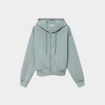 Sweat zipp&eacute; &agrave; capuche bleu gris femme