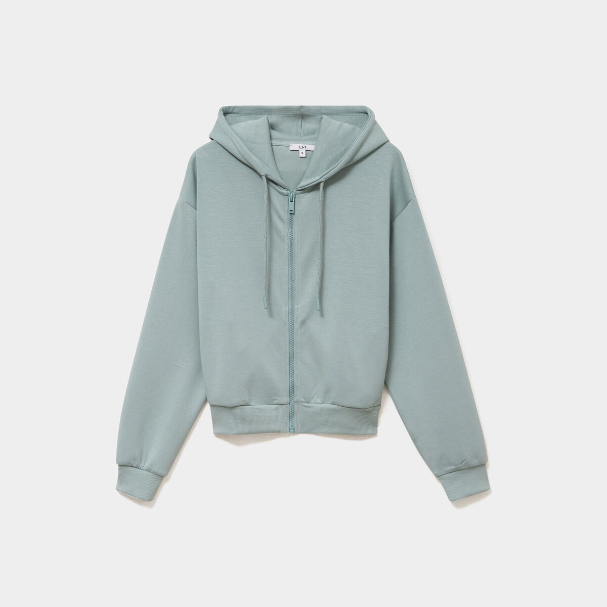 Sweat zipp&eacute; &agrave; capuche bleu gris femme