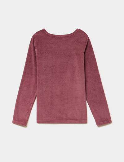 Ensemble pyjama t-shirt effet velours vieux rose fille