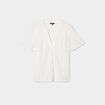 T-shirt broderie anglaise col tunisien blanc femme
