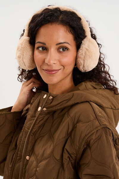 Cache-oreilles fausse fourrure sable femme