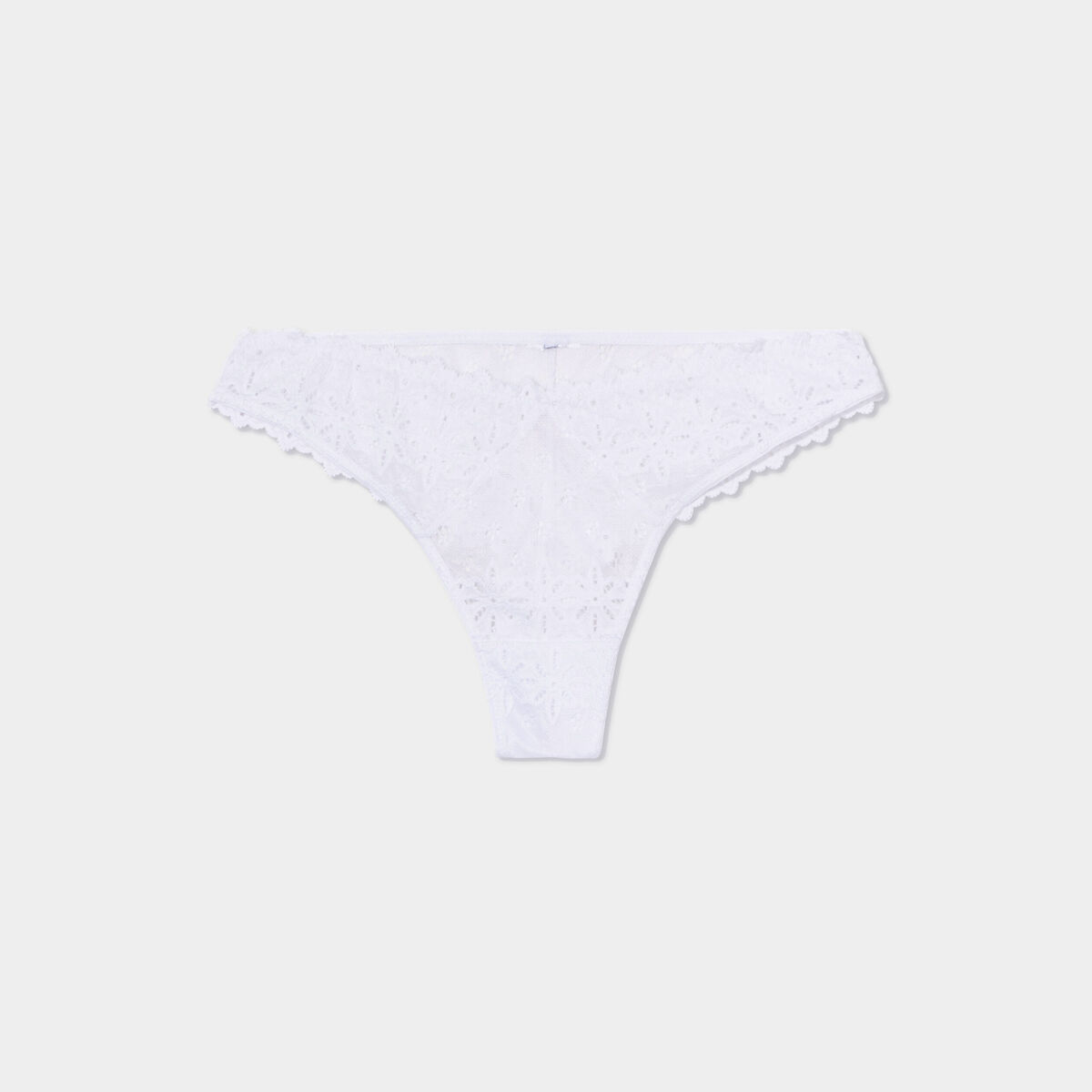 Tanga en dentelle blanc femme