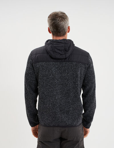 Gilet zipp&eacute; &agrave; capuche gris fonc&eacute; homme