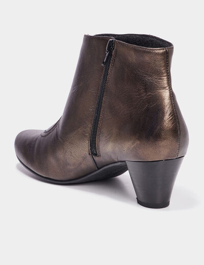 Bottines confort bout pointu en cuir marron femme