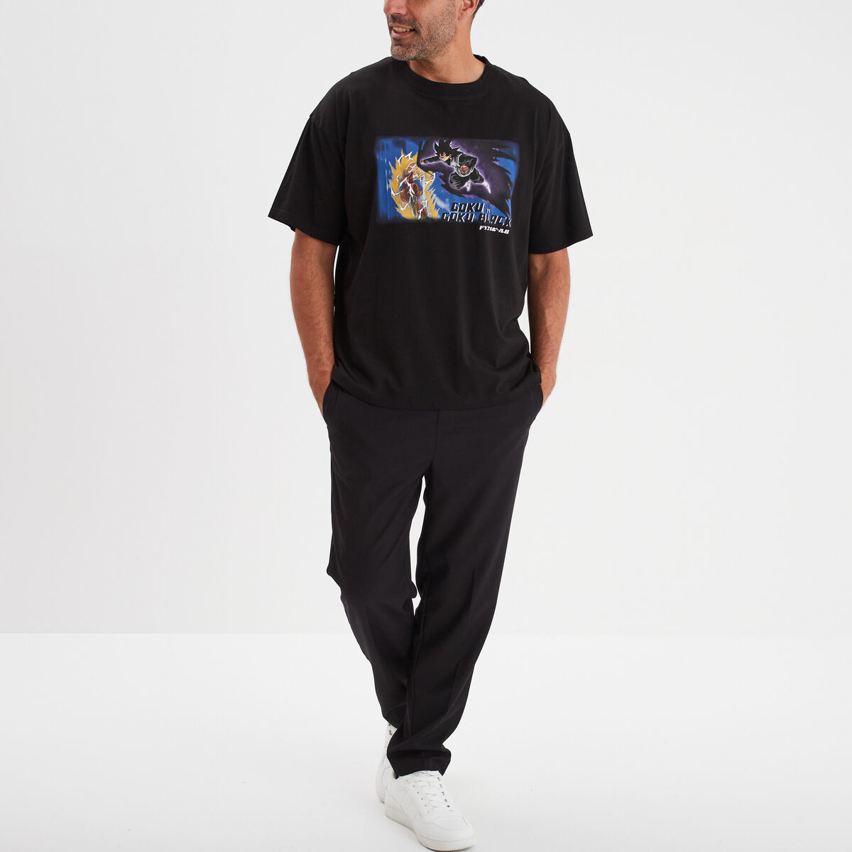 T-shirt col rond Dragon Ball Super noir homme