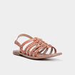 Sandales brides tress&eacute;es en cuir marron femme