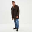 Manteau mi-long boutonn&eacute; et doubl&eacute; marron fonc&eacute; homme