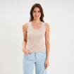 D&eacute;bardeur coton bords dentelle beige femme