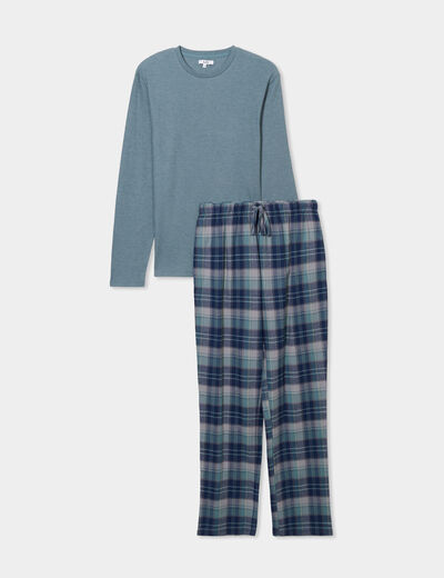 Ensemble pyjama manches longues 2 pièces vert homme